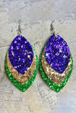 BH012330-22, Multicolor Mardi Gras Dangle Earrings for Women Carnival Jewelry Gifts Drop Earrings