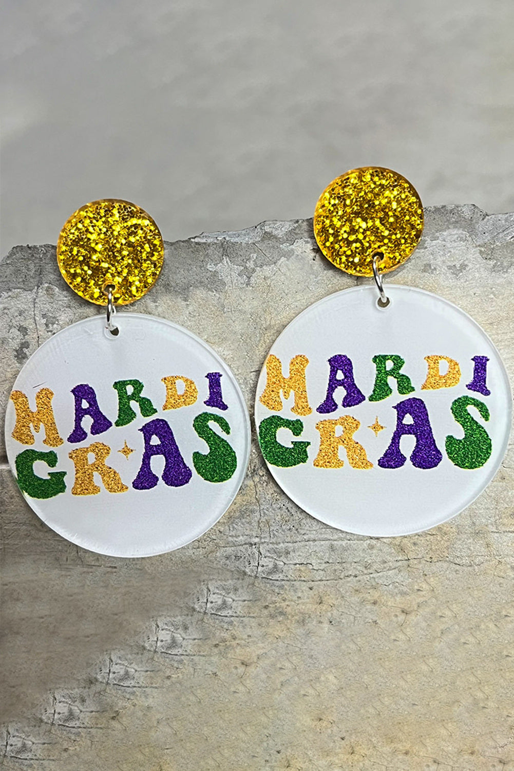 BH012343-22, Multicolor Mardi Gras Earrings Dangle Holiday Gifts for Women