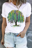 LC25219555-1-S, LC25219555-1-M, LC25219555-1-L, LC25219555-1-XL, LC25219555-1-2XL, Mardi Gras Tree White T Shirt for Women Graphic Tee