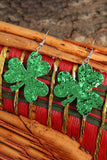 BH012368-9, Women Shamrock Clover Saint Patrick's Day Green Earrings