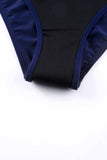 LC443470-105-S, LC443470-105-M, LC443470-105-L, LC443470-105-XL, LC443470-105-2XL, Blue Women's Cross Back Swimwear High Cut One Piece Bathing Suits Swimsuit