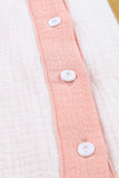 LC2552976-1-S, LC2552976-1-M, LC2552976-1-L, LC2552976-1-XL, LC2552976-1-2XL, White Women's Color Block Blouse Buttoned Front Casual Oversized Shirt Tops