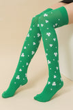 BH041498-9, Green St. Patrick's Day Shamrock Thigh High Socks Clover Over The Knee Stockings