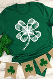 LC25219724-9-S, LC25219724-9-M, LC25219724-9-L, LC25219724-9-XL, LC25219724-9-2XL, Green Clover St. Patrick's Day Lucky Graphic Print Crew Neck T Shirt