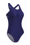 LC443470-105-S, LC443470-105-M, LC443470-105-L, LC443470-105-XL, LC443470-105-2XL, Blue Women's Cross Back Swimwear High Cut One Piece Bathing Suits Swimsuit