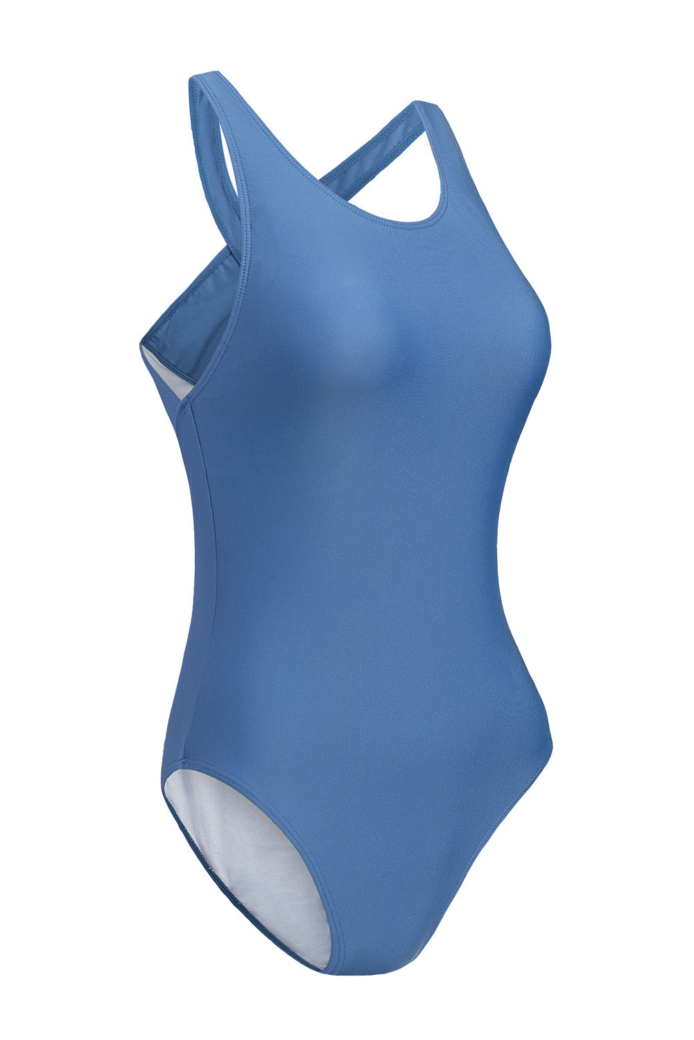 LC443470-5-S, LC443470-5-M, LC443470-5-L, LC443470-5-XL, LC443470-5-2XL, Blue Women's Cross Back Swimwear High Cut One Piece Bathing Suits Swimsuit