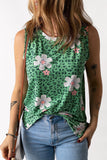 LC2561429-9-S, LC2561429-9-M, LC2561429-9-L, LC2561429-9-XL, LC2561429-9-2XL, Green Women Crew Neck Tank Tops Summer Colorblock Sleeveless Stripes Shirts