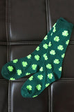 BH041574-9, Green St. Patricks Day Lucky Clover Print Cozy Winter Socks