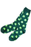 BH041574-9, Green St. Patricks Day Lucky Clover Print Cozy Winter Socks