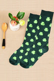 BH041574-9, Green St. Patricks Day Lucky Clover Print Cozy Winter Socks