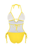 LC443432-7-S, LC443432-7-M, LC443432-7-L, LC443432-7-XL, LC443432-7-2XL, Yellow Tassel One Piece Swimsuits for Women Halter Backless Sexy Swimwear
