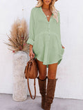 PCD3680-109-S, PCD3680-109-M, PCD3680-109-L, PCD3680-109-XL, Blue-green Women's Swim Cover Up Cardigan Bathing Suit Coverup Summer Button Down Shirt Blouse Dresses