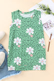 LC2561429-9-S, LC2561429-9-M, LC2561429-9-L, LC2561429-9-XL, LC2561429-9-2XL, Green Women Crew Neck Tank Tops Summer Colorblock Sleeveless Stripes Shirts