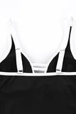 LC443469-2-S, LC443469-2-M, LC443469-2-L, LC443469-2-XL, LC443469-2-2XL, Black Women's One Piece Swimdress Skirted Strappy V Neck Side Split One-piece Bathing Suit
