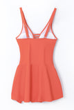 LC443469-14-S, LC443469-14-M, LC443469-14-L, LC443469-14-XL, LC443469-14-2XL, Orange Women's One Piece Swimdress Skirted Strappy V Neck Side Split One-piece Bathing Suit