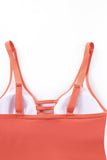 LC443469-14-S, LC443469-14-M, LC443469-14-L, LC443469-14-XL, LC443469-14-2XL, Orange Women's One Piece Swimdress Skirted Strappy V Neck Side Split One-piece Bathing Suit