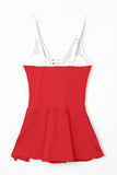 LC443469-103-S, LC443469-103-M, LC443469-103-L, LC443469-103-XL, LC443469-103-2XL, Red Women's One Piece Swimdress Skirted Strappy V Neck Side Split One-piece Bathing Suit