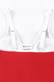 LC443469-103-S, LC443469-103-M, LC443469-103-L, LC443469-103-XL, LC443469-103-2XL, Red Women's One Piece Swimdress Skirted Strappy V Neck Side Split One-piece Bathing Suit