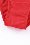 LC443469-103-S, LC443469-103-M, LC443469-103-L, LC443469-103-XL, LC443469-103-2XL, Red Women's One Piece Swimdress Skirted Strappy V Neck Side Split One-piece Bathing Suit