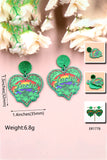 BH012468-9, Green St. Patricks Day Clover Rainbow Heart Earrings for Women