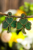 BH012479-9, Green St. Patrick's Day Earrings Rice Bead Clover Earrings for Women