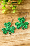 BH012472-9, Green Women's Saint Patrick's Day Shamrock Accessories Sequin Clover Earrings