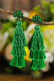 BH012480-9, Green St. Patricks Day Beaded Layered Tassel Earrings for Women