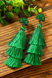 St. Patricks Day Beaded Layered Tassel Earrings for Women