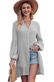 LC2552553-11-S, LC2552553-11-M, LC2552553-11-L, LC2552553-11-XL, LC2552553-11-2XL, Gray Womens Long Sleeve Oversized Blouses Tops Button Up Bishop Sleeve Shirt