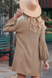 LC2552553-16-S, LC2552553-16-M, LC2552553-16-L, LC2552553-16-XL, LC2552553-16-2XL, Khaki Womens Long Sleeve Oversized Blouses Tops Button Up Bishop Sleeve Shirt