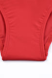 LC443469-103-S, LC443469-103-M, LC443469-103-L, LC443469-103-XL, LC443469-103-2XL, Red Women's One Piece Swimdress Skirted Strappy V Neck Side Split One-piece Bathing Suit