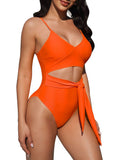 LC443489-14-S, LC443489-14-M, LC443489-14-L, LC443489-14-XL, Orange Women's One Piece Swimsuit Cutout Cheeky Tummy Control Bathing Suit Monokini