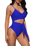LC443489-205-S, LC443489-205-M, LC443489-205-L, LC443489-205-XL, Sapphire Blue Women's One Piece Swimsuit Cutout Cheeky Tummy Control Bathing Suit Monokini
