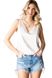 LC2567769-18-S, LC2567769-18-M, LC2567769-18-L, LC2567769-18-XL, LC2567769-18-2XL, Apricot Deep V Neck Loose Tank Top Loose Sleeveless T Shirt Blouse