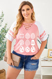 Plus Size Easter Eggs Graphic Tees Strappy V Neck T Shirt