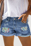 Women's Ripped Denim Shorts Easter Bunny Distressed Jean Shorts