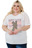 Plus Size Happy Easter T Shirt Leopard Bunny Graphic Short Sleeve Tops