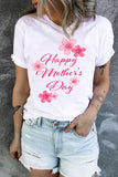 LC25220155-1-S, LC25220155-1-M, LC25220155-1-L, LC25220155-1-XL, LC25220155-1-2XL, White Happy Mother's Day T Shirt for Women Crew Neck Short Sleeve Tee Tops