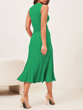 LC273384-9-S, LC273384-9-M, LC273384-9-L, LC273384-9-XL, Green Women's Knit Tank Dresses Vacation Sleeveless Ribbed Swing Party Midi Dresses