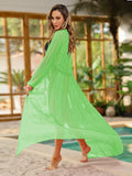 PSW7098-109-2XL, PSW7098-109-L, PSW7098-109-M, PSW7098-109-S, PSW7098-109-XL, Green Women's Floral Print Open Front Kimono Cardigan Robe Cover Up