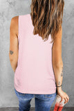 LC2568593-10-S, LC2568593-10-M, LC2568593-10-L, LC2568593-10-XL, LC2568593-10-2XL, Pink Sakura Floral Print Tank Top Womens Casual Sleeveless T-shirt