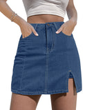 LC7811027-4-S, LC7811027-4-M, LC7811027-4-L, LC7811027-4-XL, LC7811027-4-2XL, Medium Blue Women's Casual Denim Skirt High Waist Casual Mini Skirts