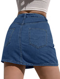 LC7811027-4-S, LC7811027-4-M, LC7811027-4-L, LC7811027-4-XL, LC7811027-4-2XL, Medium Blue Women's Casual Denim Skirt High Waist Casual Mini Skirts