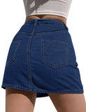 LC7811027-5-S, LC7811027-5-M, LC7811027-5-L, LC7811027-5-XL, LC7811027-5-2XL, Reef Blue Women's Casual Denim Skirt High Waist Casual Mini Skirts