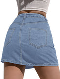 LC7811027-104-S, LC7811027-104-M, LC7811027-104-L, LC7811027-104-XL, LC7811027-104-2XL,  Blue Fog Women's Casual Denim Skirt High Waist Casual Mini Skirts