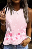 LC2568593-10-S, LC2568593-10-M, LC2568593-10-L, LC2568593-10-XL, LC2568593-10-2XL, Pink Sakura Floral Print Tank Top Womens Casual Sleeveless T-shirt