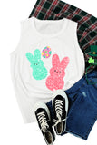 LC2568596-1-S, LC2568596-1-M, LC2568596-1-L, LC2568596-1-XL, LC2568596-1-2XL, White Women's Tank Tops Cute Bunny Rabbit Graphic Sleeveless Tee Shirt