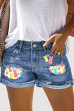 Women's Ripped Distressed Denim Shorts Easter Rabbit Graphic Jeans Shorts