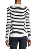 PSE2287BA-L, PSE2287BA-M, PSE2287BA-S, PSE2287BA-XL, Black and white Striped Slim-fit Deep V Neck Pullover Sweater