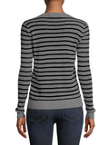 PSE2287GY-L, PSE2287GY-M, PSE2287GY-S, PSE2287GY-XL, Grey Striped Slim-fit Deep V Neck Pullover Sweater